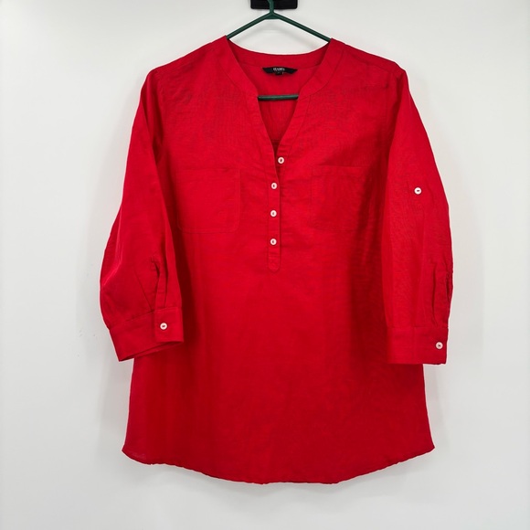 Red 60% Linen, 40% Cotton Top - Picture 3 of 9
